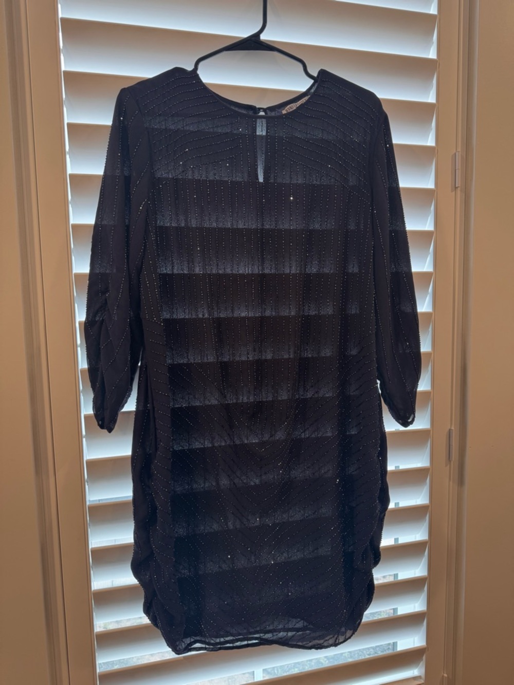 Jennifer Lopez Black Sparkle Long Sleeve Dress